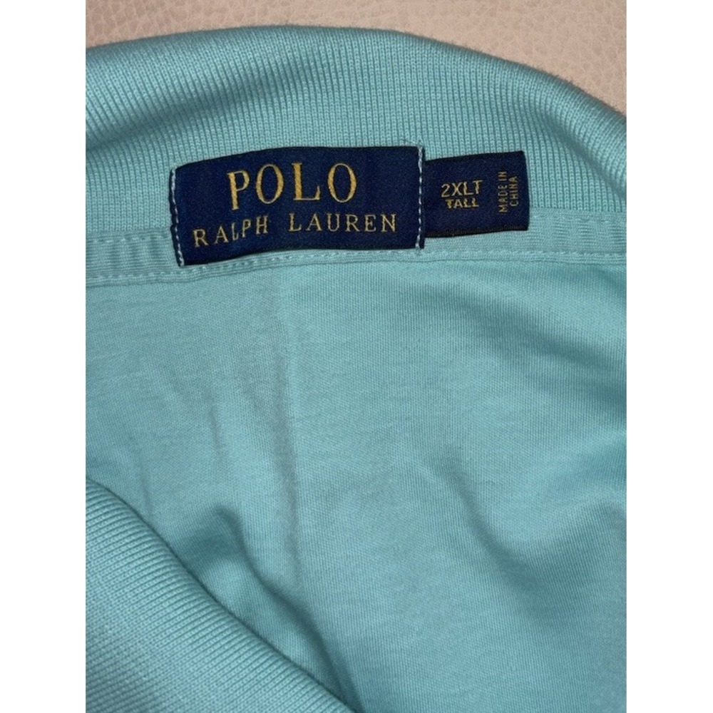 Polo Ralph Lauren Polo Shirt Mens 2XLT XXL Tall Teal Short Sleeve Flesh Pony - Picture 6 of 8
